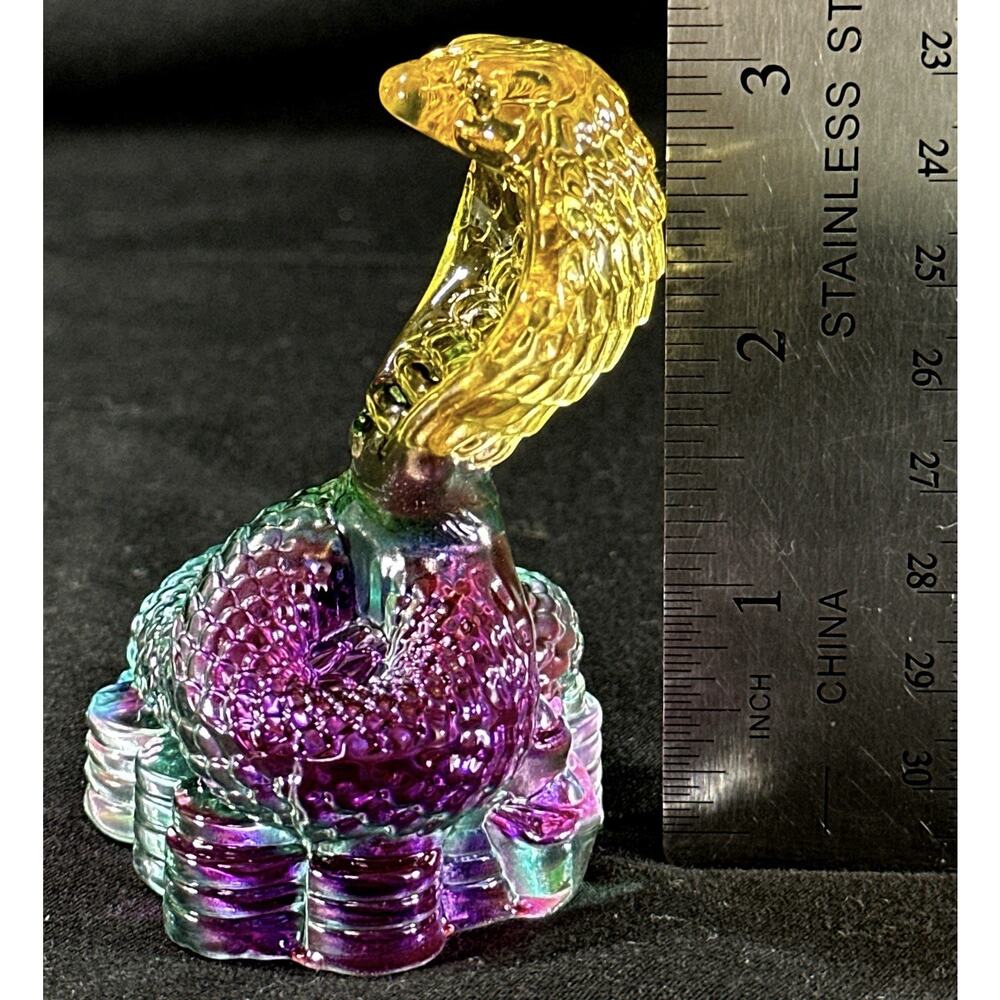 Crystal Cobra Snake Figurine Multicolor Pink Green Amber 3” Art Glass Paperweigh - Picture 7 of 8